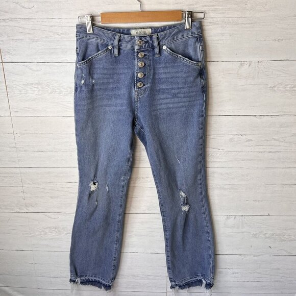 We the Free Jeans Womens Size 27 Light Wash Dylan High Rise Distressed Cropped - Picture 6 of 16